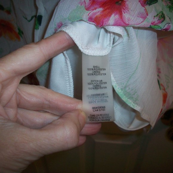 Calvin Klein Womens Dress 8 White Colorful Watercolor Floral Flowy Lined Casual - Picture 7 of 14